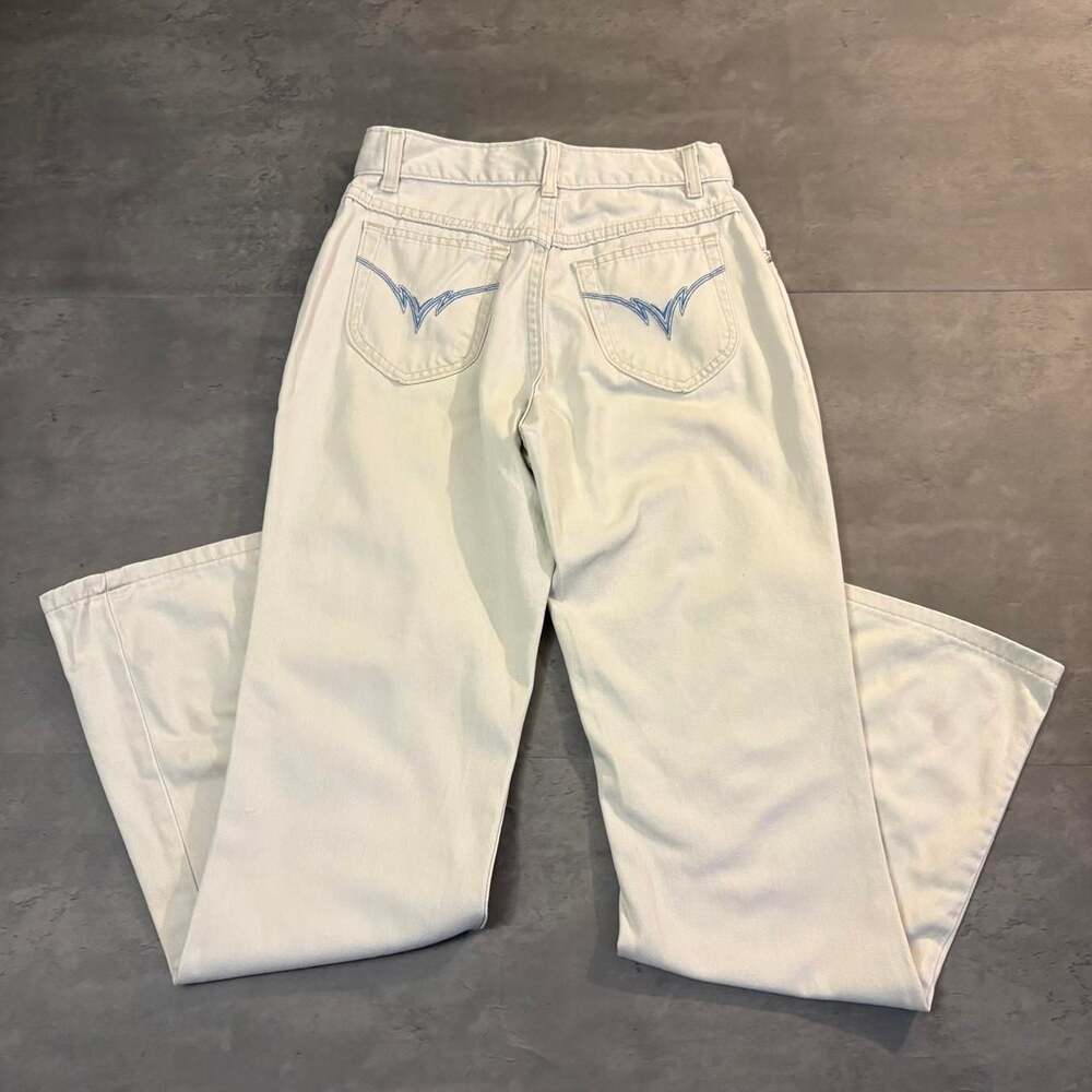 Vintage Lee Flare Leg Denim Jeans White Size 14R